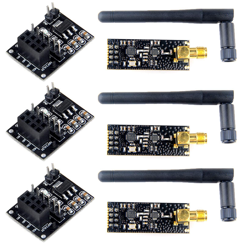 [Australia - AusPower] - MakerFocus 3pcs nRF24L01+PA+LNA Wireless Transceiver RF Transceiver Module 2.4G 1100m with Antenna and 3pcs NRF24L01+ Breakout Adapter with 3.3V Regulator on-Board for Arduino 