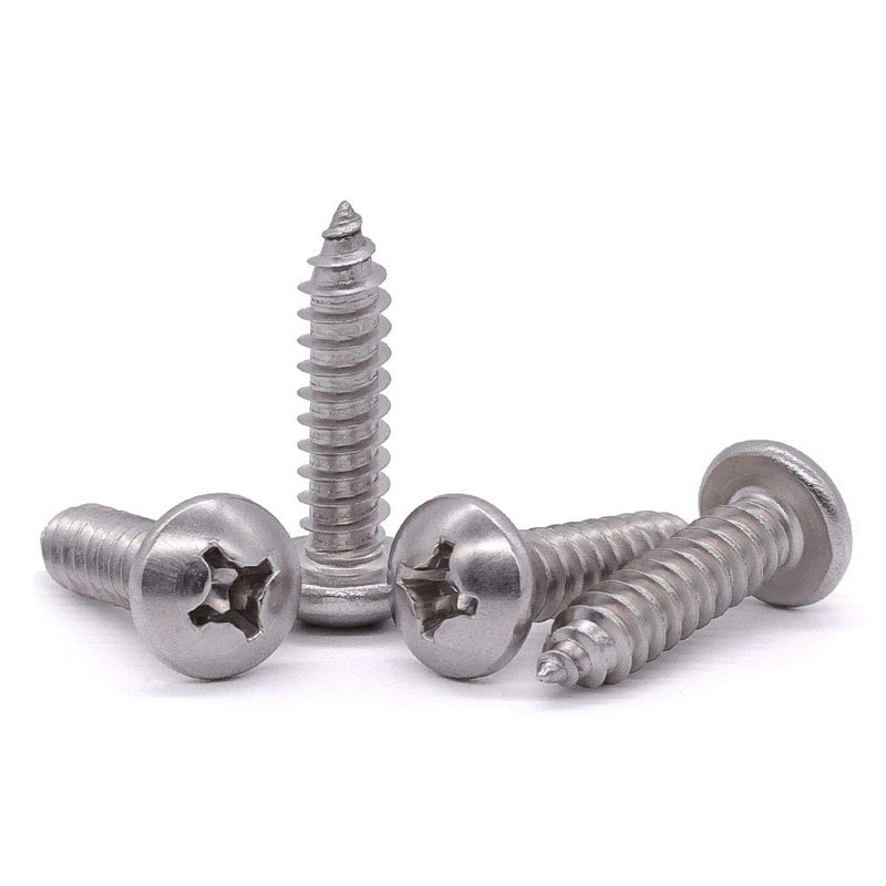 [Australia - AusPower] - #6 x 1/2" Pan Head Sheet Metal Screw, 304 Stainless Steel 18-8, Phillips Drive Self Tapping Screw, Round Head Wood Screw, Bright Finish, Full Thread, Pack of 100 #6 x 1/2" 
