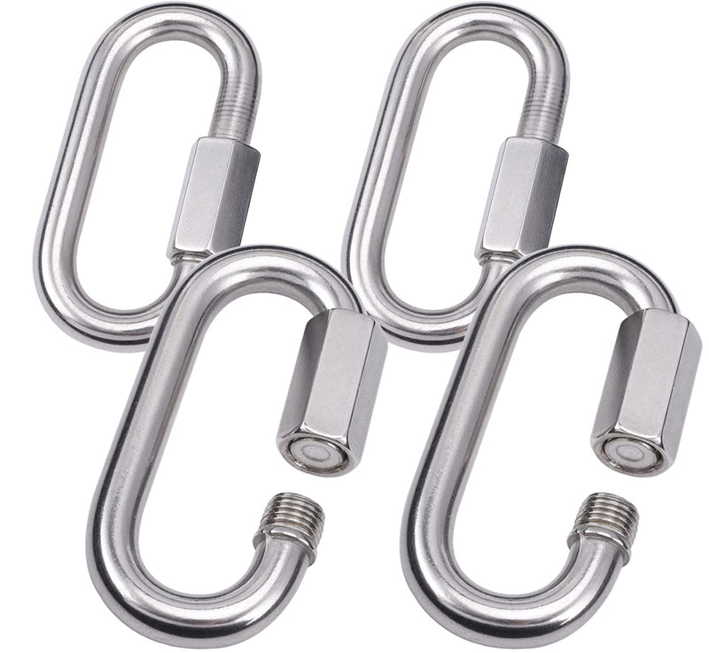 [Australia - AusPower] - 3/8" Quick Links,Alele (10mm) 4 Packs Stainless Steel Chain Links Connector,M10 Heavy Duty D Shape Locking Looks for Carabiner, Hammock, Camping and Outdoor Equipment M10 Quick Links 4pack 