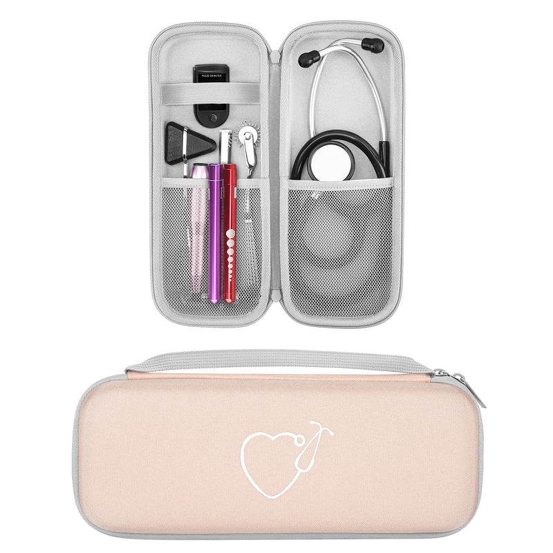 [Australia - AusPower] - Travel Case for 3M Littmann Classic III/Lightweight II S.E./ Cardiology IV Stethoscope & MDF Acoustica Stethoscope, Carrying Storage Bag Cover Organizer (Golden Pink) Golden Pink 