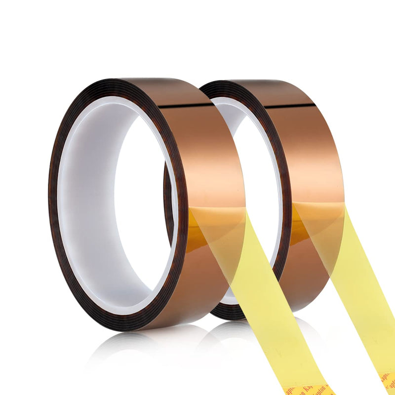 [Australia - AusPower] - Polyimide Film Adhesive Tape High Temperature Tape 1 inch (25.4mm) X 36 Yds,No Residue Heat Resistant Tape for Sublimation, Masking, 3D Printing, Electric Task, Soldering 1"（25.4mm) 2 Rolls 