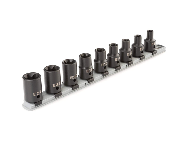 TEKTON 1/2 Inch Drive Shallow External Star Impact Socket Set | SID92100 E10-E24 9-Piece Set