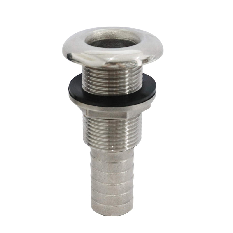Marine Grade Stainless Steel Barbed Standard Length Straight 1" ID Thru-Hull With Nut&Custom Gasket For Boat 1"ID