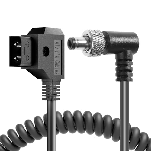 Alvin's Cables Atomos Monitor Coiled Power Cable Right Angle Locking DC 5.5 2.1 for Video Devices PIX-E7 PIX-E5 Touchscreen Display Hollyland Mars 400s coiled cable Right angle DC