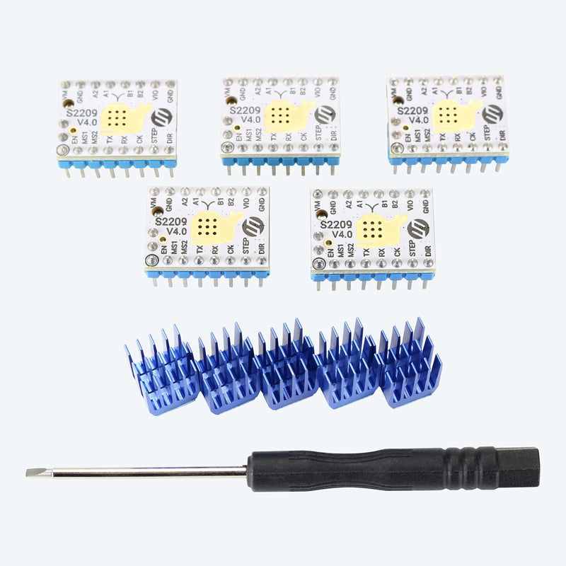 FYSETC 3D Printer Parts 5PCS Upgrade Stepstick Mute S2209 V4.0 Stepper Motor Driver UART Mode with Heatsink for Reprap Ram1.4 MKS Gen/SpideKing/SKR V1.3 MKS GEN L Ramps 1.4/1.5/1.6 Control Motherboard