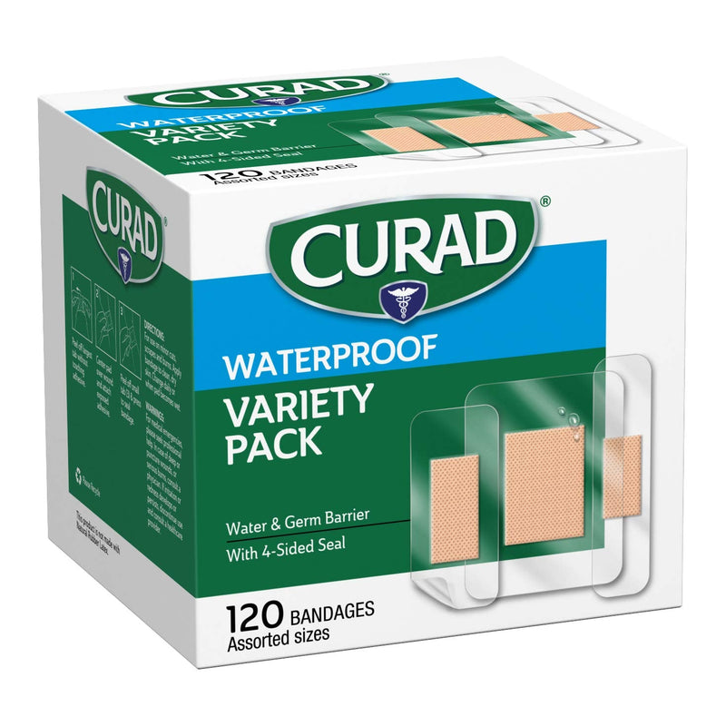 [Australia - AusPower] - Curad Waterproof Bandage Variety Pack, 3 Styles Included; Assorted Size, 120 Bandages 