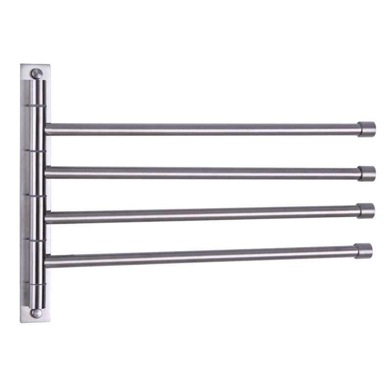 GERZWY Swivel Towel Bar SUS 304 Stainless Steel 4-Arm Bathroom Swing Hanger Towel Rack Holder Storage Organizer Space Saving Wall Mount Brushed Finish HYG04-LS