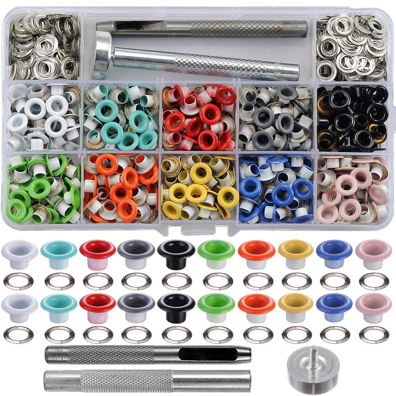 [Australia - AusPower] - YORANYO 400 Sets 3/16 Inch Grommet Mixed Colors Eyelets Kit for Fabric Leather Scrapbooking Card Making Leather Craft Shoes Clothes Bags Fabric Canvas Paper Craft with Install Tool Kit in Storage Box 