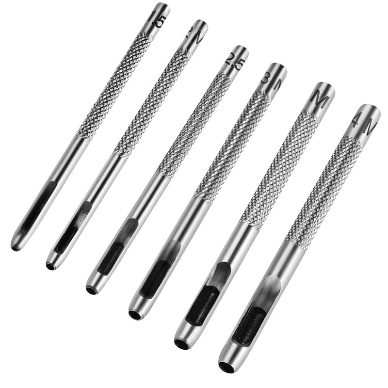 [Australia - AusPower] - 6PCS Hollow Leather Hole Punch Set (1.5mm-4mm) for Belts, Watch Bands, Leather Craft, Round Hole Punch Tool for Belt, DIY, Leatherworking, Repair Tools -ASONTAO Hole Punch Silver 
