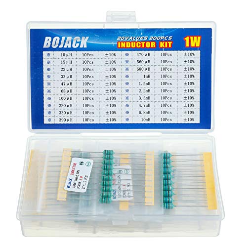 BOJACK 20 Values 200 Pieces Inductor 10 uH to 10 mH 1 W Colour Ring Inductor 1 Watt Assortment Kit