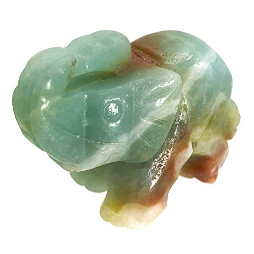 Amazonite Handcarved Elephant Statue Pocket Healing Figurine Sculpture 1.5" Amazonite