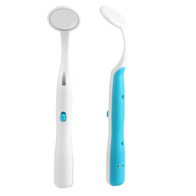 [Australia - AusPower] - 2 Pcs Dental Mirror with Light Tool LED Lighted Teeth Inspection Mirror Anti Fog Curve Angle Dentist Oral Care Tool 