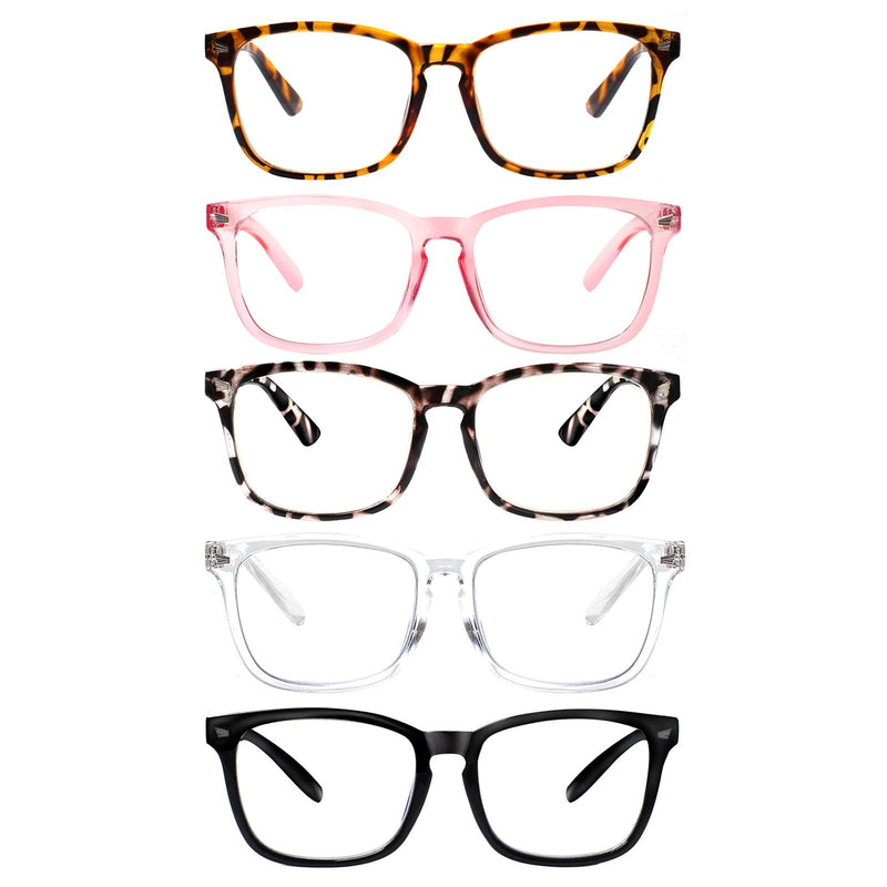 [Australia - AusPower] - VIDEBLA 5 Pack Blue Light Blocking Reading Glasses,Spring Hinge Readers for Women Men,Anti UV Ray Filter Nerd Eyeglasses Mix 1.5 x 
