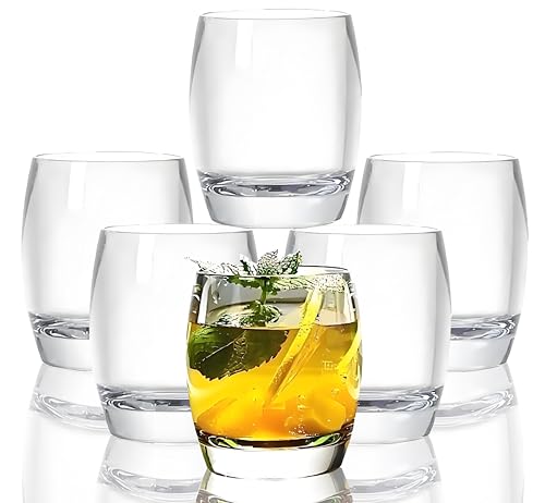 8 Oz Set of 6 Plastic Drinking Glasses Dishwasher Safe BPA Free Unbreakable Juice Glasses for Kids Shatterproof Wine Water Glasses Acrylic Tumblers (Clear) 8 Oz Clear