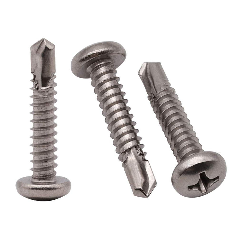 [Australia - AusPower] - #6 x 1" (100 pcs) Pan Head Self Drilling Screws, Phillips Drive Self Tapping Screws, Sheet Metal Screws, 410 Stainless Steel, Full Thread with Drilling Point, No Pre-drilled Needs #6 x 1" 100 