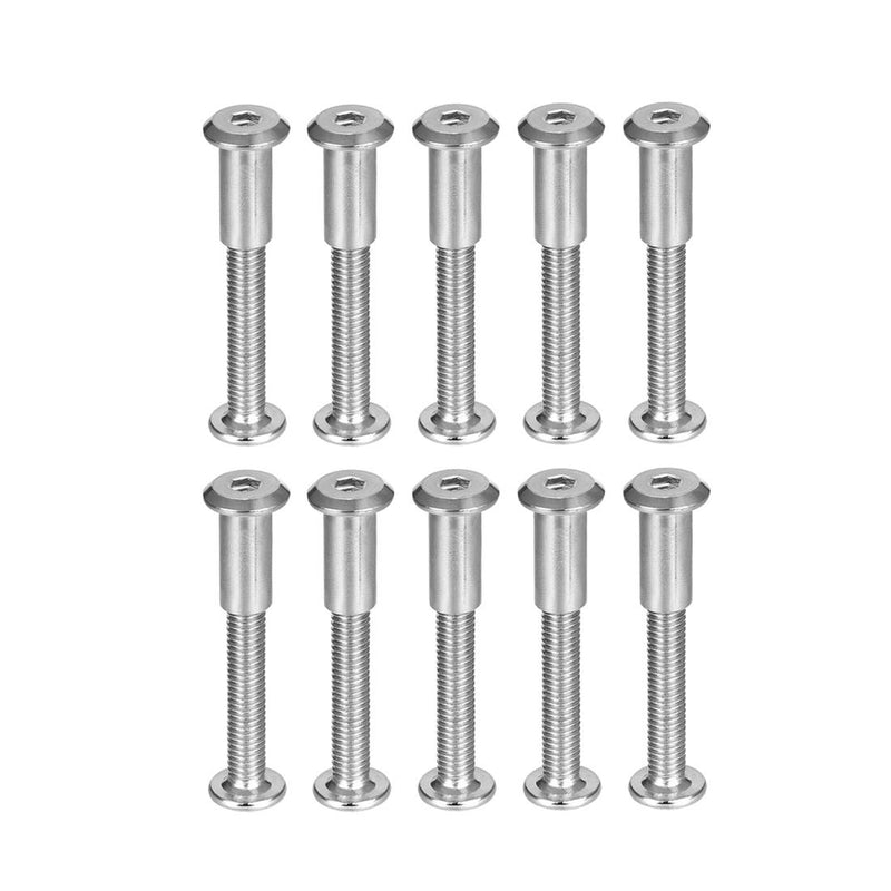 [Australia - AusPower] - Screw Post Fit for 5/16"(8mm) Hole Dia, Male M6x40mm Belt Buckle Binding Bolts Leather Fastener Carbon Steel Silver 10 Sets M6*40 