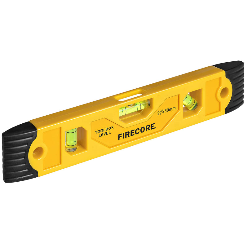 Firecore FSL230PC Spirit Level 230 mm with Magnet, Torpedo Level with 3 Bubble Spirit Levels 45°, 90° & 180° 230mm
