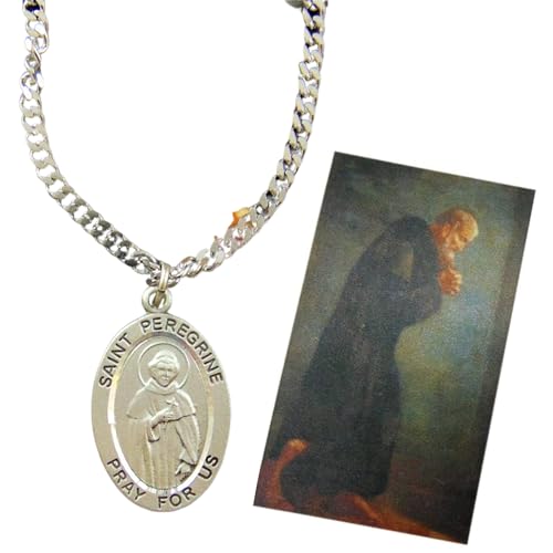 Westmon Works St Peregrine Solid Pewter Saint Medal Necklace Gift Set