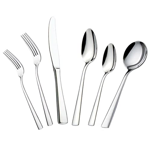 faderic Cutlery Set, 24 Piece Silverware Set With Soup Spoons for 4,Stainless Steel,Silver 24piece-square