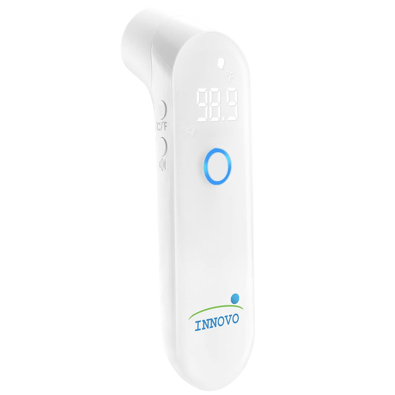 [Australia - AusPower] - Newly Released Innovo Medical Touchless Forehead Thermometer, Non-Contact Fever Alert, Termometro Digital (Snow White), (iF100B) 