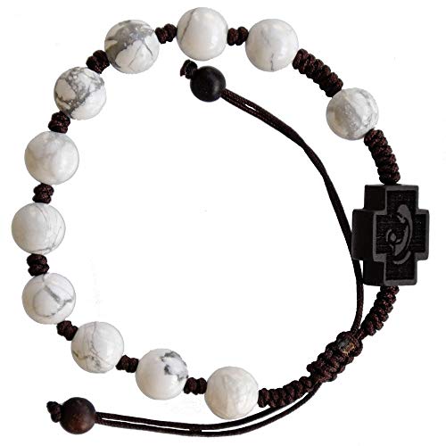 Sine Cera Howlite & Jujube Wood Adjustable 8mm Rosary Bracelet
