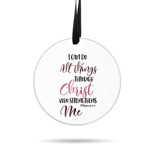 WIRESTER Hanging Ornaments for Christmas Tree Holidays, Party, Car, Home, Office Decoration, Large 3 inch Acrylic Ready to Hang Ornament - Christian Bible Verses Philippians 4:13