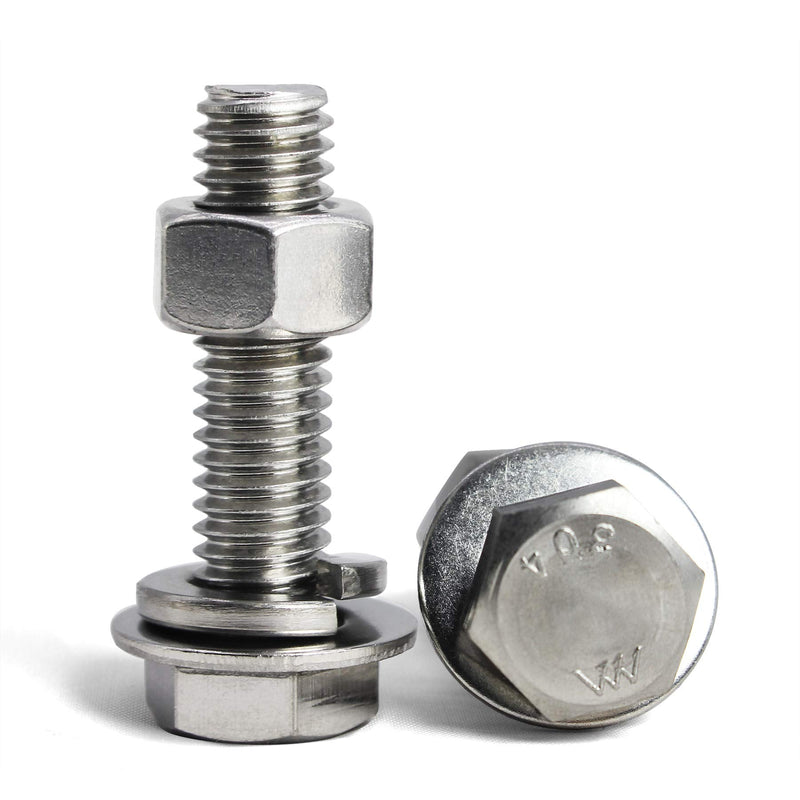 [Australia - AusPower] - SUNXULIMI 5/16-18 x 3" Bolts and Nuts Hex Head Bolts Screws, Nuts, Flat Lock Washers Hexagonal Head Bolt Stainless Bolts Machine Fully Thread Bright Assortment Kit 10Sets [5/16-18 x 3" (10Sets)] 