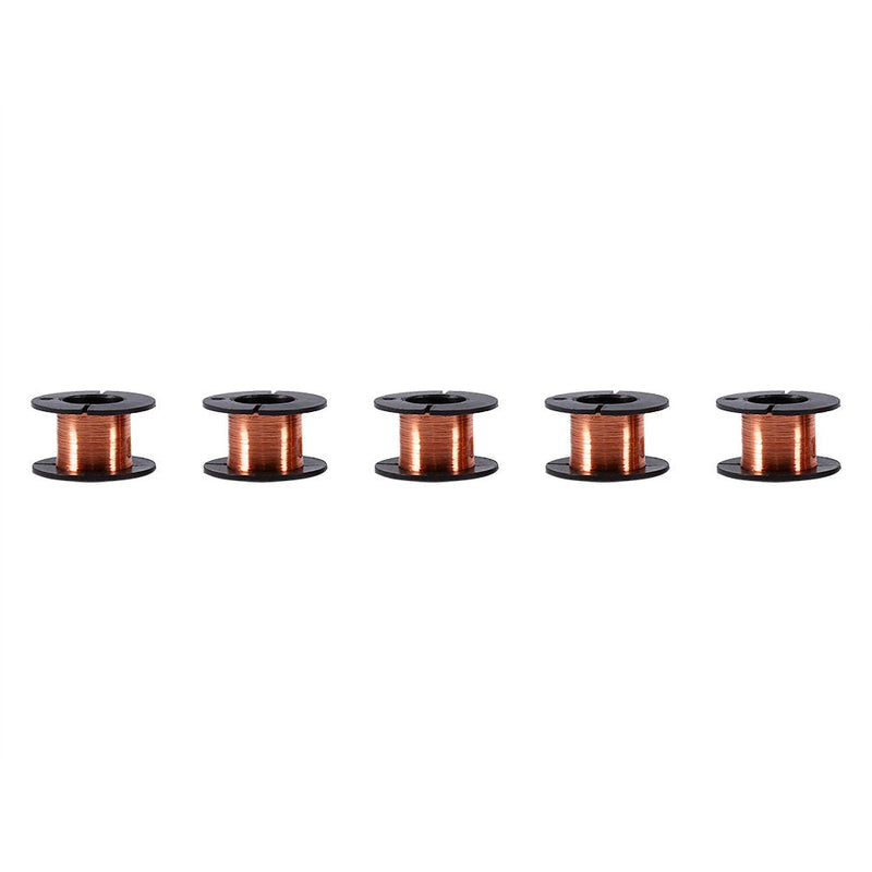 [Australia - AusPower] - Magnetic Copper Wire, 0.1mm Enameled Copper Wire for Motor, Thin Coated Copper Wire, Soldering Copper Wire for Transformers Motors Speakers Electromagnets, 15m, 5pcs 