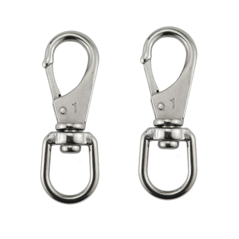 [Australia - AusPower] - keehui Stainless Steel 304 Swivel Eye Snap Hooks Size1#(M5)/2#(M6)/3#(M7) Marine Clips Flag Snap Spring Pet Buckles 1# (M5? 2PACK 