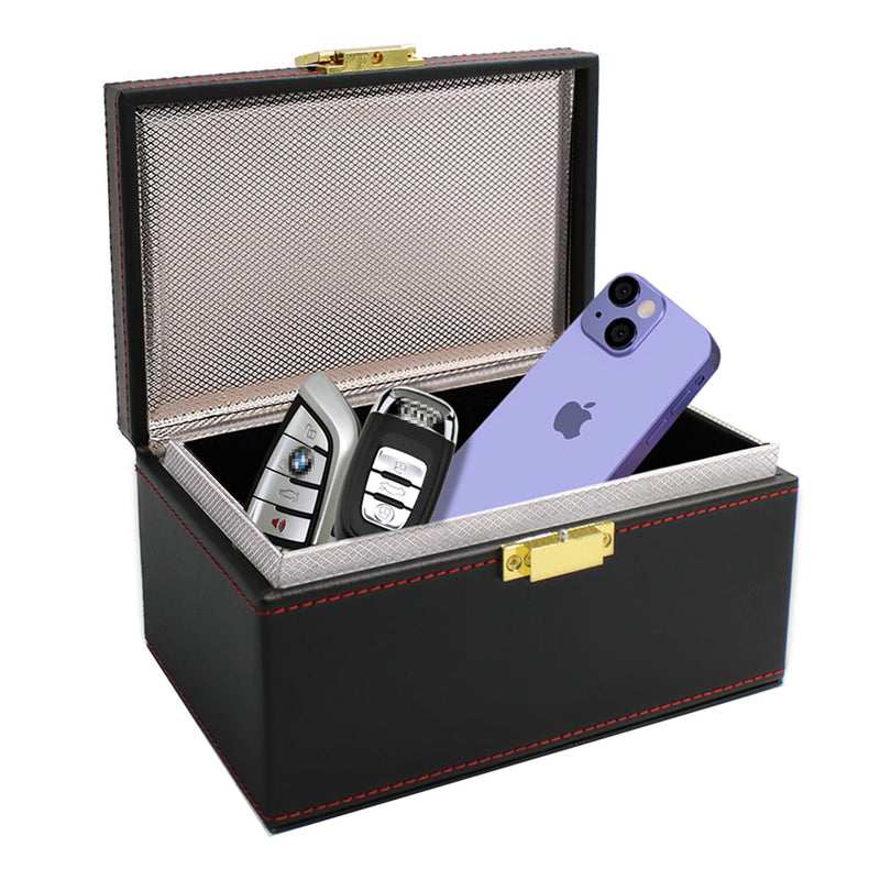 [Australia - AusPower] - JXE JXO Faraday Key Fob Protector Box, Car Key Signal Blocker, RFID Signal Blocking Case Shielding Pouch PU Leather Car Key Wallet Case Pu Leather Pattern 