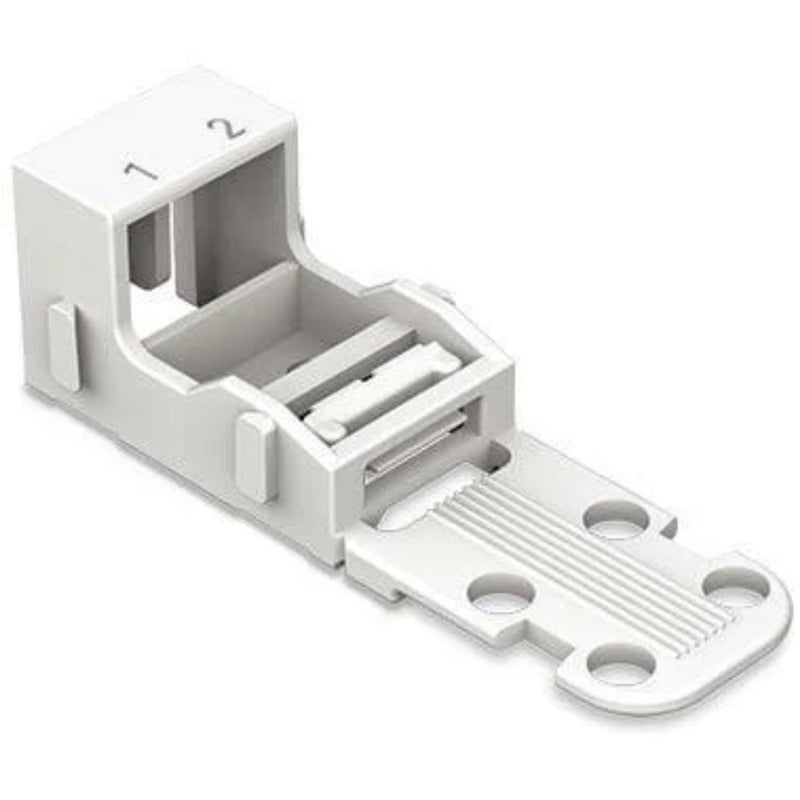 221-512 | WAGO 221 Series mounting Carrier (24-12 AWG) | 2-Conductor | with snap-in mounting Foot for Horizontal mounting | White | [Box of 10 Pieces]