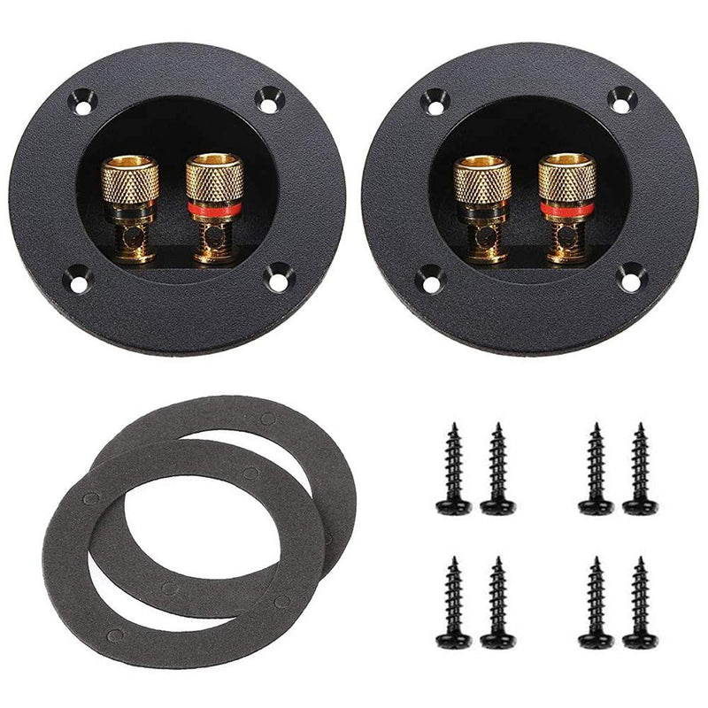 [Australia - AusPower] - 2 Pcs Black 3" Round 2-Way Speaker Box Terminal Binding Post Screw Cup Connector Subwoofer Plug 