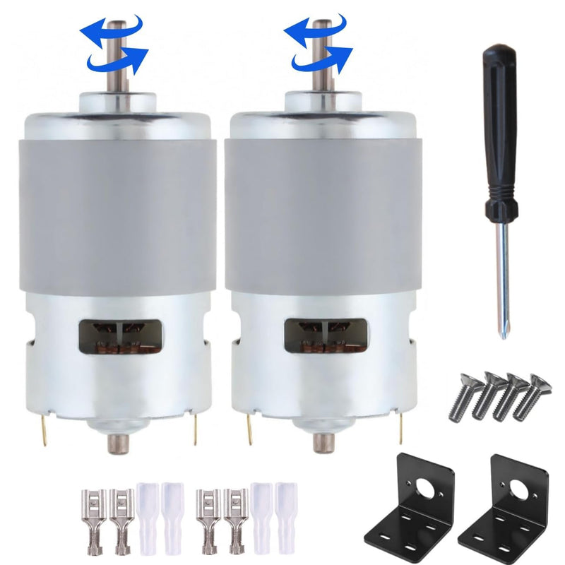 775 DC Motor DC 12V - 24V Max 12000 RPM Ball Bearing Large Torque High Power Low Noise Gear Motor Electronic Component Motor 2-Pack（with Bracket）