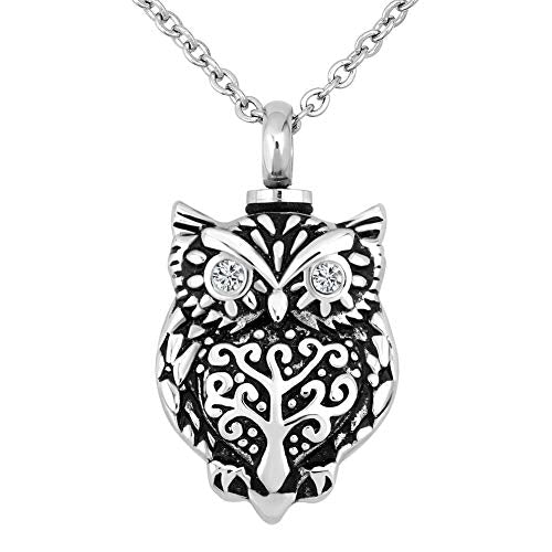 Owl Urn Necklace for Ashes Animal Cremation Keepsake Urn Jewelry Memorial Ash Holder Pendant for Men Women
