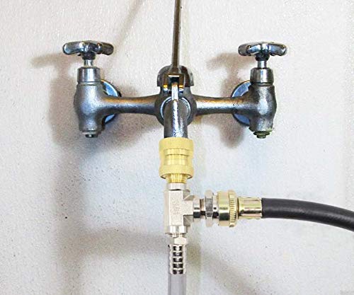 [Australia - AusPower] - Brass Faucet Adapter – Bleeder T, Garden Hose Threads, Water Flow Tee for Blend Centers, Mop Buckets & Spray Bottles, Portable Water Supply 