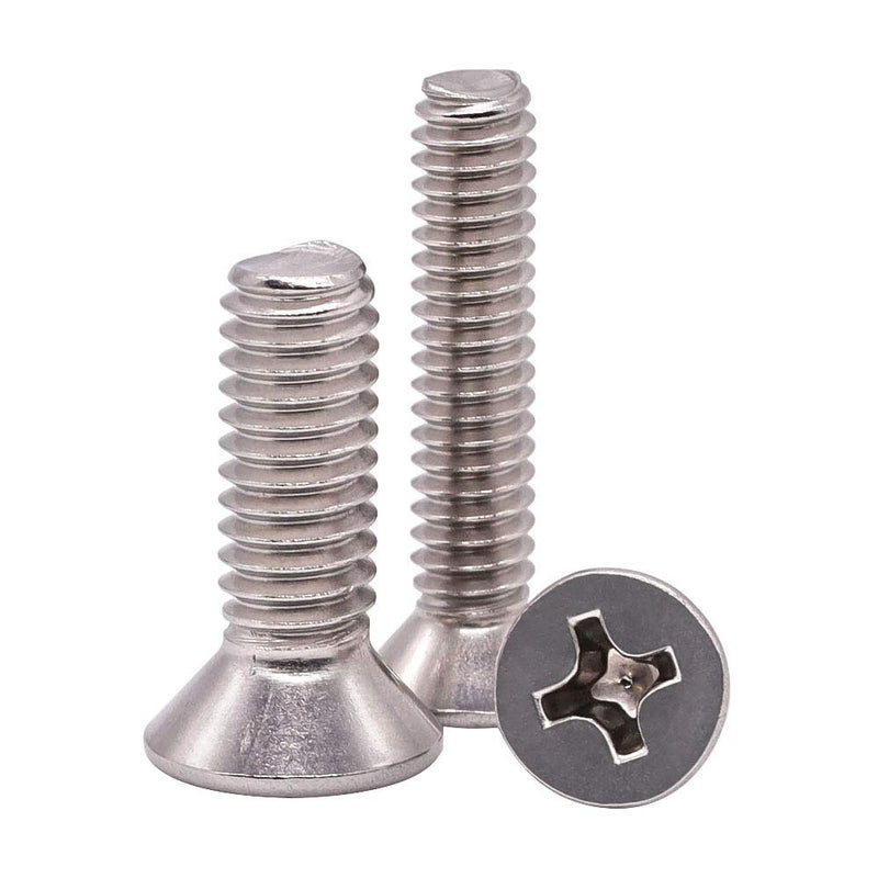 #6-32 x 1/2" Flat Countersunk Head Machine Screws, Phillips Drive, 304 Stainless Steel 18-8, Full Thread, Coarse Thread UNC, 100 PCS #6-32 x 1/2"