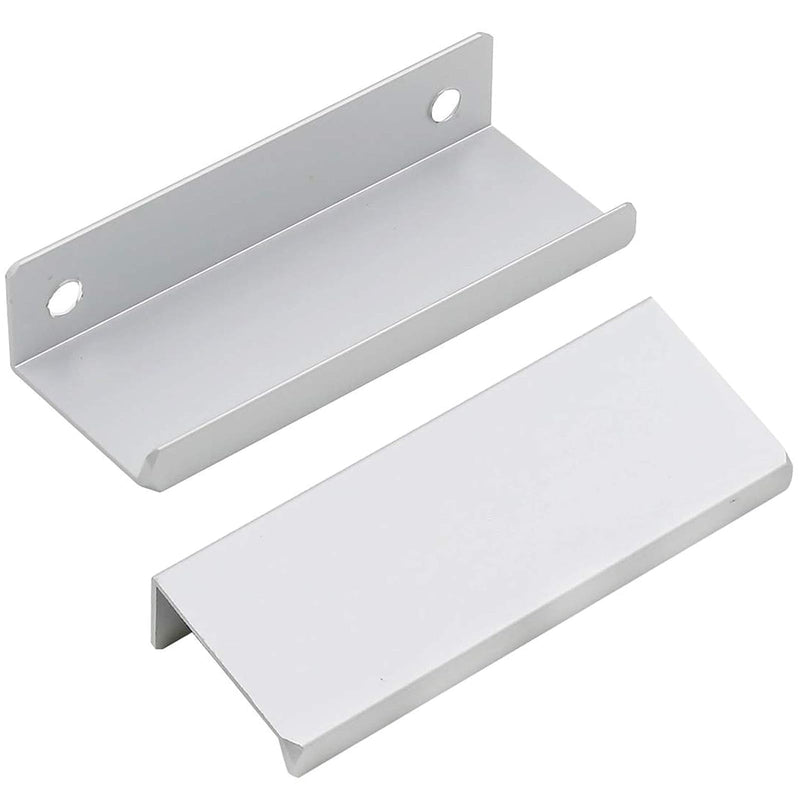 3.15 Inch Silver Finger Pulls for Cabinet 30Pcs, 2.52 Inch Hole Spacing, Aluminum Alloy Edge Pulls Furniture Handle, Back Mount Concealed Handles for Cupboard, Drawer, Dresser, Wardrobe 80mm/3.15" Straight Edge