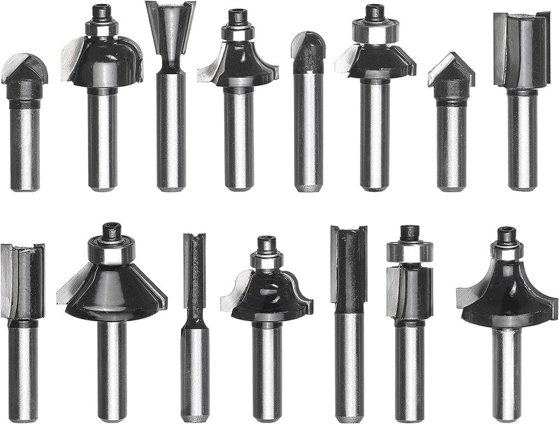 Einhell Original 15-Piece Milling Cutter Set | Router Accessories | Suitable for Wood | 8mm Shank | For Milling Various Profiles | Box 15 pieces. Router Bit Set
