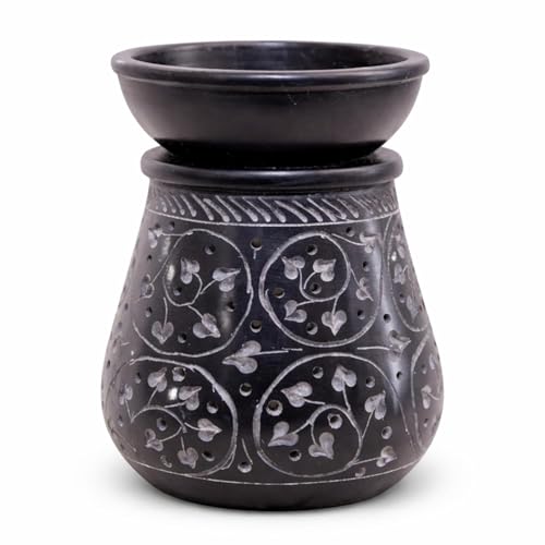 Handmade Black Soapstone Aroma Oil Burner