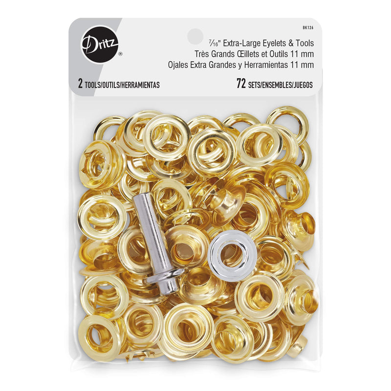 Dritz 7/16" Extra-Large Eyelets with Tools, Gold, 72 Sets