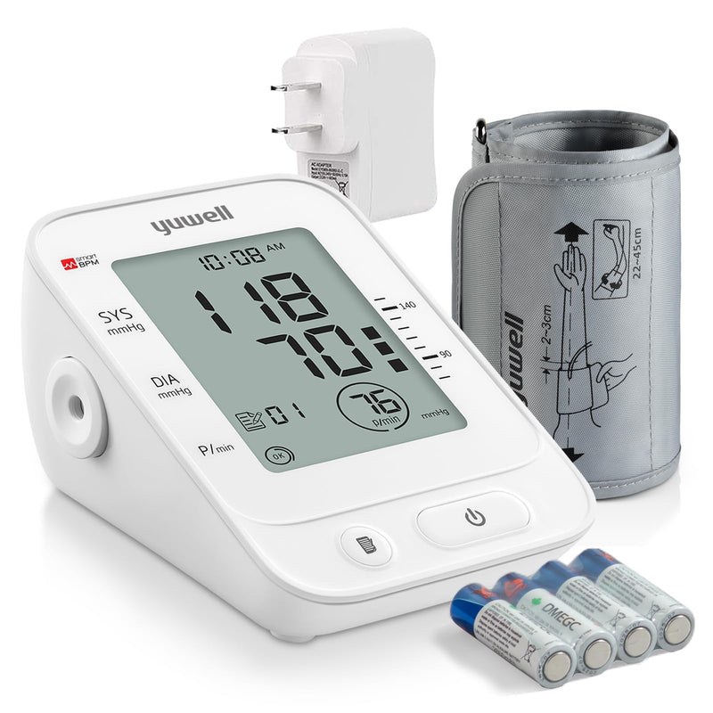 [Australia - AusPower] - yuwell Blood Pressure Monitor for Home Use, Digital Monitors with Wide Range Arm Cuff, 99 Memories and Voice Broadcating, Batteries and AC Adapter inluded, Style 660 Series 