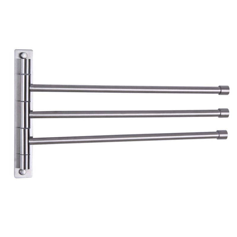 Swing Out Towel Bar Stainless Steel 3-Bar Folding Arm Swivel Hanger Bathroom Storage Organizer Rustproof Wall Mount Brushed Finish