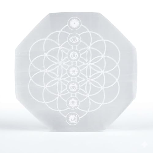 Selenite Gemstone 3 INCHES Etched Charging Plate Crystal Healing Reiki FENG Shui Gemstone Gift Peace Meditation Handcrafted