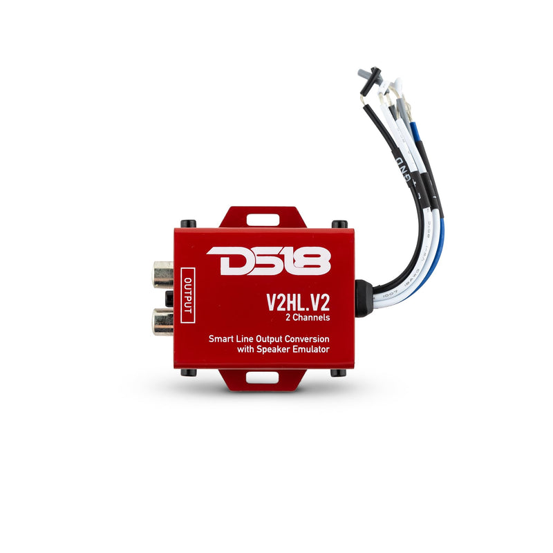 DS18 V2HL.V2 Hi/Lo Converter 2-Channel with Speaker Emulator - High-Level Speaker Signal to Low-Level - Smart line Output 2CH High-Level Input and 2CH RCA Output
