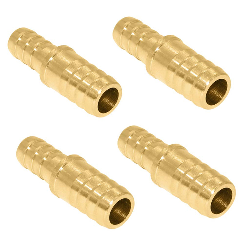 Beduan Brass Hose Barb Reducer, 1/2" to 3/8" Barb Hose ID, Reducing Barb Brabed Fitting Splicer Mender Union Air Water Fuel (Pack of 4) 1/2-3/8