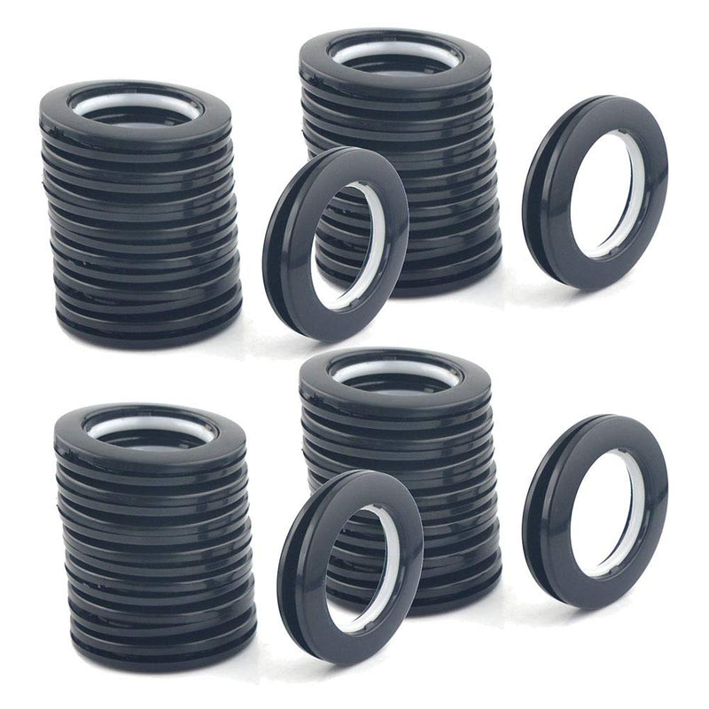 32 Pack Curtain Grommet, Inner Diameter 1-9/16"(40mm) Curtain Eyelet Rings Roman Ring Grommet Curtains Grommets kit for Casement Eyelet Tool Accessory (Black) Black