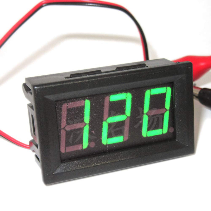 [Australia - AusPower] - JacobsParts DC 5-120V 2-Wire Voltmeter 3-Digit LED Display Panel Volt Meter Digital Voltage Tester (Green) Green 