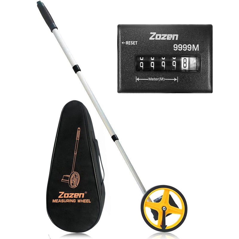 Zozen Measuring Wheel in Meters, Meters Measure Wheel – Metric Units [Up to 9,999m], Rolling Measurement with Carrying Bag, Telescopic/One Key to Reset/Starting Point Arrow.
