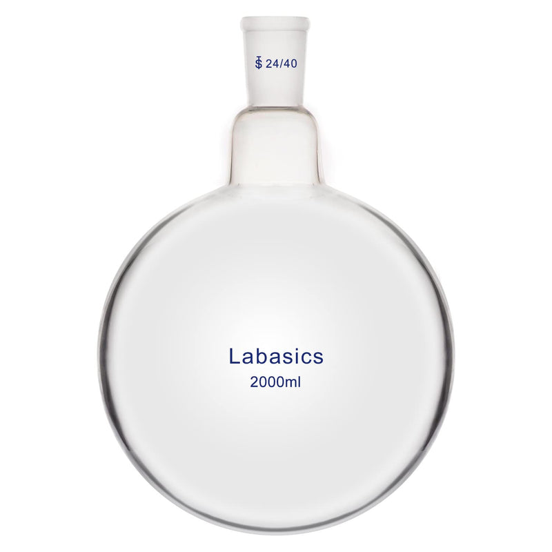Labasics Glass 2000ml Single Neck One Neck Round Bottom Flask RBF, with 24/40 Standard Taper Outer Joint (2000ml) 2000 ml