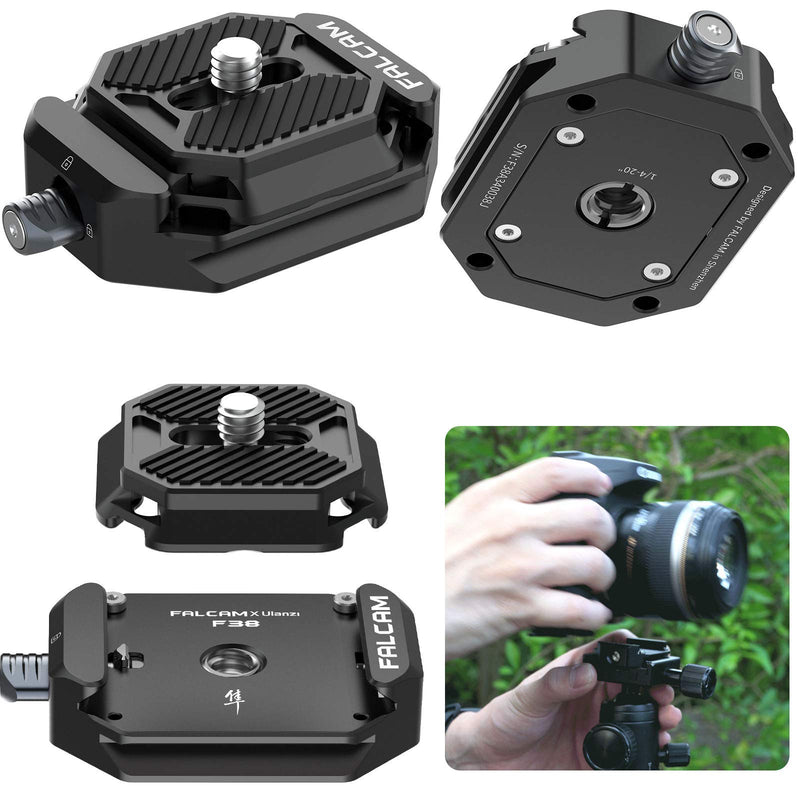 [Australia - AusPower] - ULANZI F38 Camera Quick Release Plate w 1/4" to 3/8" Screw Thread, Quick Release System QR Plate Camera Tripod Mount Adapter for Sony Canon Monopod DSLR Stabilizer Slider DJI Switch Between Stablizer 